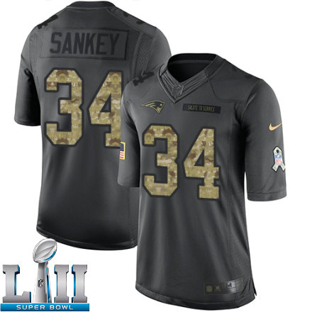 Youth Nike New England Patriots Super Bowl LII 34 Bishop Sankey Limited Black 2016 Salute to Service NFL Jersey