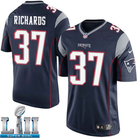 Youth Nike New England Patriots Super Bowl LII 37 Jordan Richards Elite Navy Blue Team Color NFL Jersey
