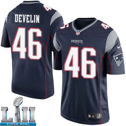 Youth Nike New England Patriots Super Bowl LII 46 James Develin Limited Navy Blue Team Color NFL Jersey
