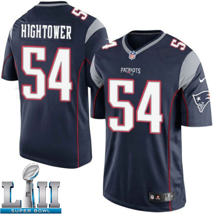 Youth Nike New England Patriots Super Bowl LII 54 Donta Hightower Elite Navy Blue Team Color NFL Jersey