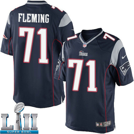 Youth Nike New England Patriots Super Bowl LII 71 Cameron Fleming Elite Navy Blue Team Color NFL Jersey
