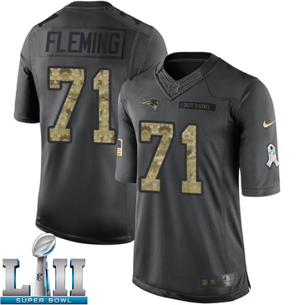 Youth Nike New England Patriots Super Bowl LII 71 Cameron Fleming Limited Black 2016 Salute to Service NFL Jersey