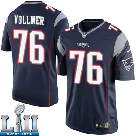 Youth Nike New England Patriots Super Bowl LII 76 Sebastian Vollmer Elite Navy Blue Team Color NFL Jersey