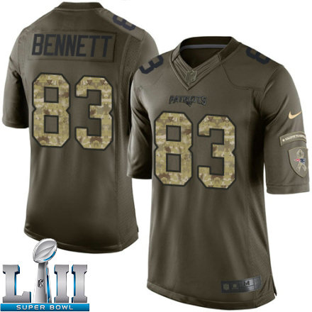 Youth Nike New England Patriots Super Bowl LII 83 Martellus Bennett Elite Green Salute to Service NFL Jersey
