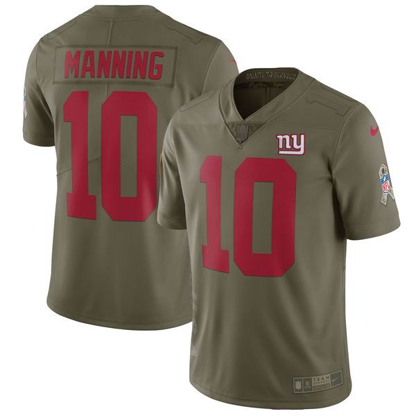 Youth Nike New York Giants #10 Eli Manning Olive NFL Limited 2017 Salute To Service Jersey