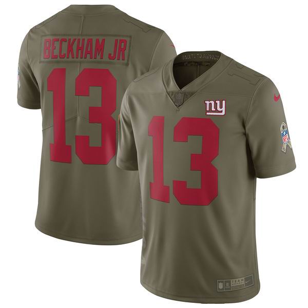 Youth Nike New York Giants #13 Odell Beckham Jr Olive Limited 2017 Salute To Service Jersey