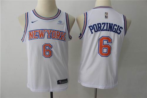 Youth Nike New York Knicks #6 Kristaps Porzingis white Jersey
