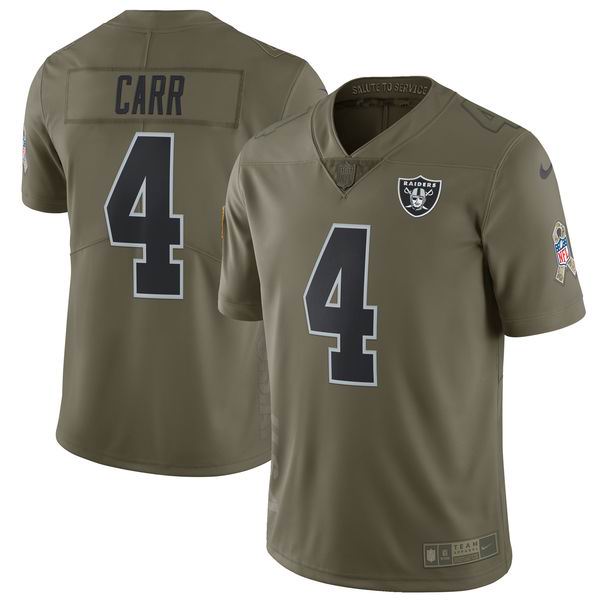 Youth Nike Oakland Raiders #4 Derek Carr Olive NFL Limited 2017 Salute To Service Jersey