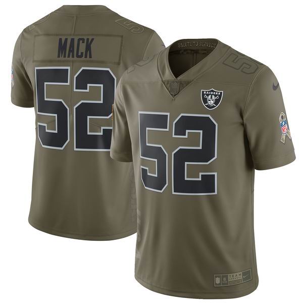 Youth Nike Oakland Raiders #52 Khalil Mack Olive Limited 2017 Salute To Service Jersey