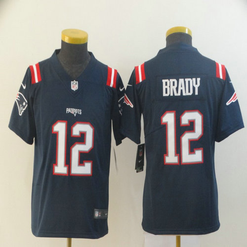 Youth Nike Patriots 12 Tom Brady Navy Youth Color Rush Limited Jersey