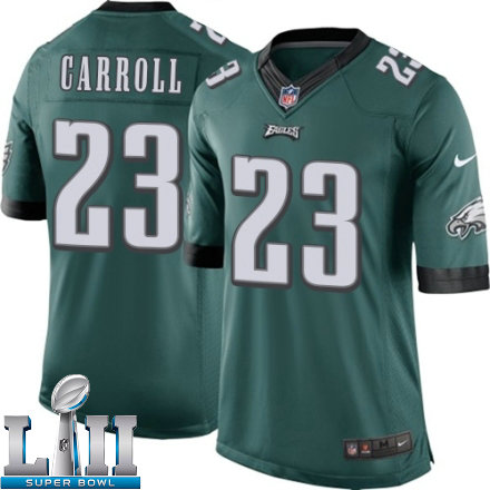 Youth Nike Philadelphia Eagels Super Bowl LII 23 Nolan Carroll Limited Midnight Green Team Color NFL Jersey