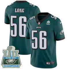 Youth Nike Philadelphia Eagles #56 Chris Long Midnight Green Team Color Super Bowl LII Champions Stitched NFL Vapor Untouchable Limited Jersey