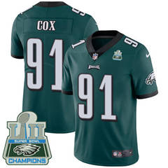 Youth Nike Philadelphia Eagles #91 Fletcher Cox Midnight Green Team Color Super Bowl LII Champions Stitched NFL Vapor Untouchable Limited Jersey