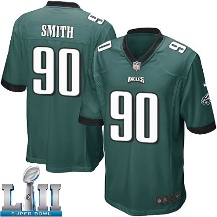 Youth Nike Philadelphia Eagles Super Bowl LII 90 Marcus Smith Game Midnight Green Team Color NFL Jersey