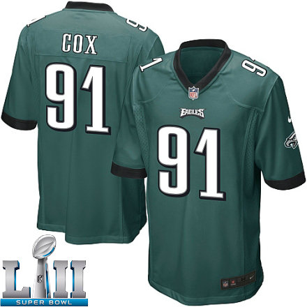 Youth Nike Philadelphia Eagles Super Bowl LII 91 Fletcher Cox Game Midnight Green Team Color NFL Jersey