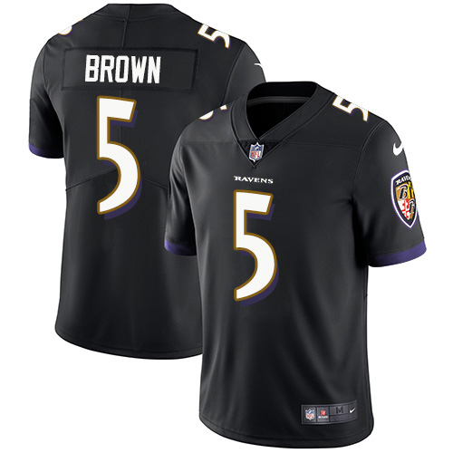 Youth Nike Ravens #5 Marquise Brown Black Alternate Youth Stitched NFL Vapor Untouchable Limited Jersey