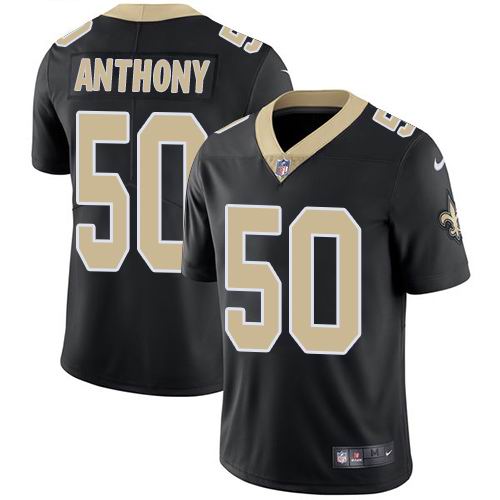 Youth Nike Saints #50 Stephone Anthony Black Team Color  Vapor Untouchable Limited Jersey