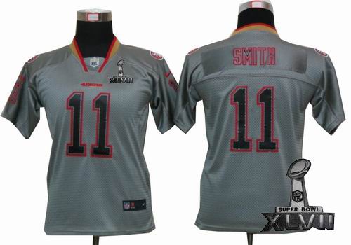 Youth Nike San Francisco 49ers #11 Alex Smith Lights Out grey elite 2013 Super Bowl XLVII Jersey