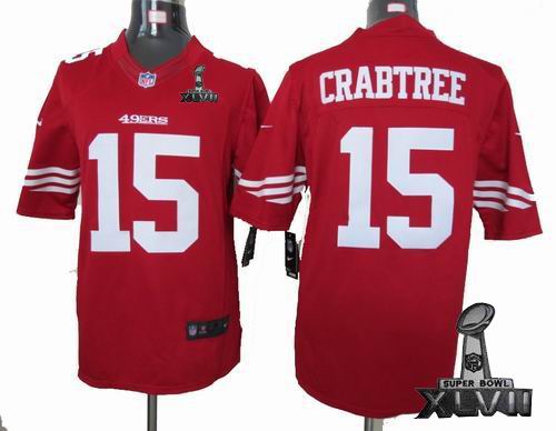 Youth Nike San Francisco 49ers #15 Michael Crabtree red limited 2013 Super Bowl XLVII Jersey