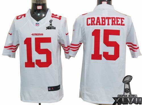 Youth Nike San Francisco 49ers #15 Michael Crabtree white limited 2013 Super Bowl XLVII Jersey