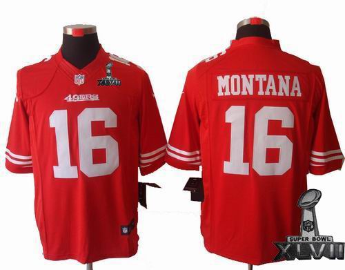 Youth Nike San Francisco 49ers #16 Joe Montana red Limited 2013 Super Bowl XLVII Jersey