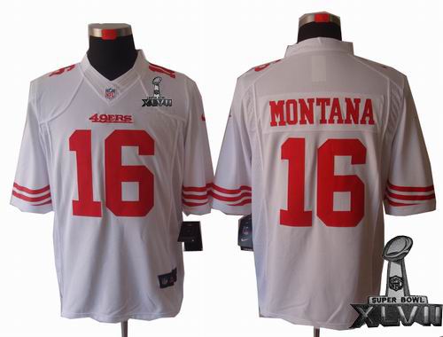 Youth Nike San Francisco 49ers #16 Joe Montana white limited 2013 Super Bowl XLVII Jersey