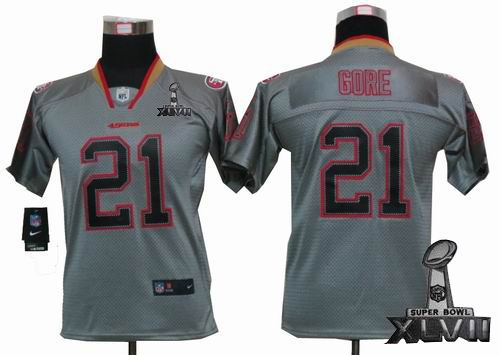 Youth Nike San Francisco 49ers #21 Frank Gore Lights Out grey elite 2013 Super Bowl XLVII Jersey