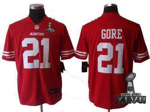 Youth Nike San Francisco 49ers #21 Frank Gore red game 2013 Super Bowl XLVII Jersey