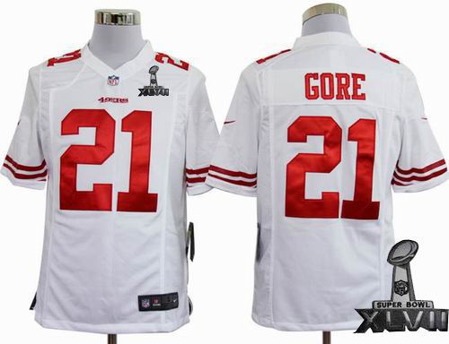 Youth Nike San Francisco 49ers #21 Frank Gore white game 2013 Super Bowl XLVII Jersey