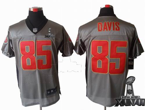 Youth Nike San Francisco 49ers #85 Vernon Davis Gray shadow elite 2013 Super Bowl XLVII Jersey