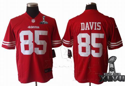 Youth Nike San Francisco 49ers #85 Vernon Davis red game 2013 Super Bowl XLVII Jersey