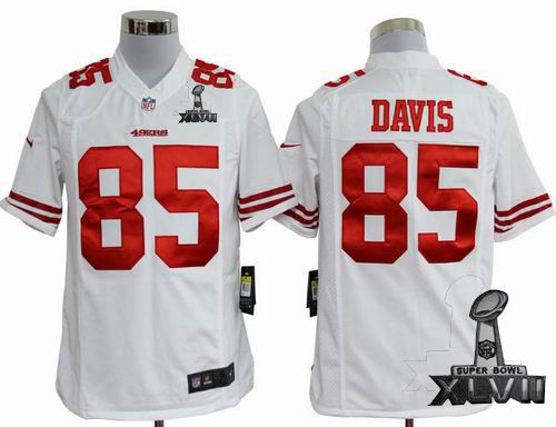 Youth Nike San Francisco 49ers #85 Vernon Davis white game 2013 Super Bowl XLVII Jersey