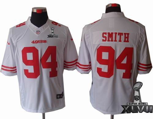 Youth Nike San Francisco 49ers #94 Justin Smith White limited 2013 Super Bowl XLVII Jersey