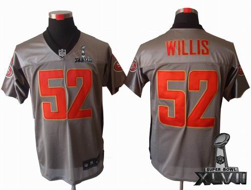 Youth Nike San Francisco 49ers 52# Patrick Willis Gray shadow elite 2013 Super Bowl XLVII Jersey