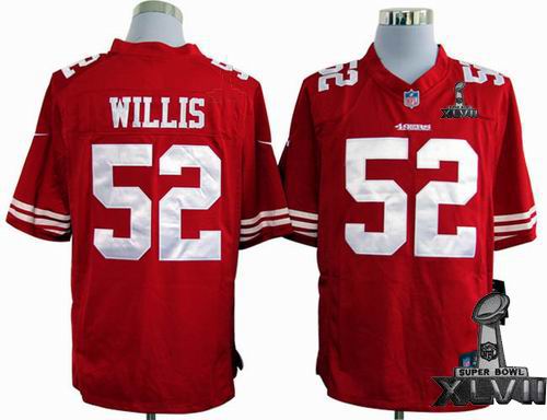 Youth Nike San Francisco 49ers 52# Patrick Willis red game 2013 Super Bowl XLVII Jersey