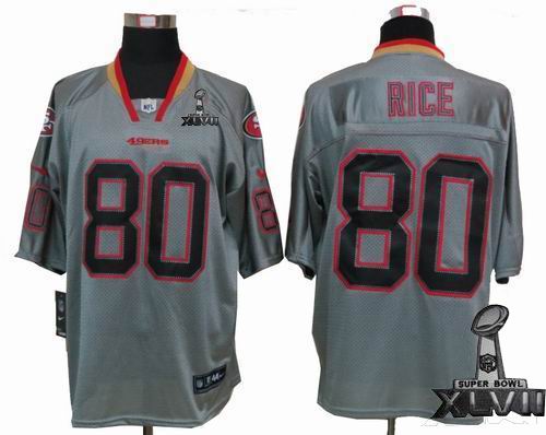 Youth Nike San Francisco 49ers 80# J.Rice Lights Out grey elite 2013 Super Bowl XLVII Jersey