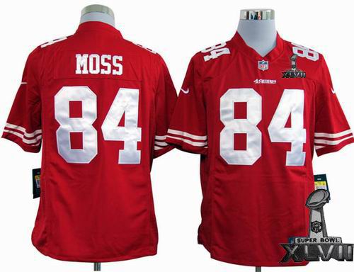 Youth Nike San Francisco 49ers 84# Randy Moss red game 2013 Super Bowl XLVII Jersey
