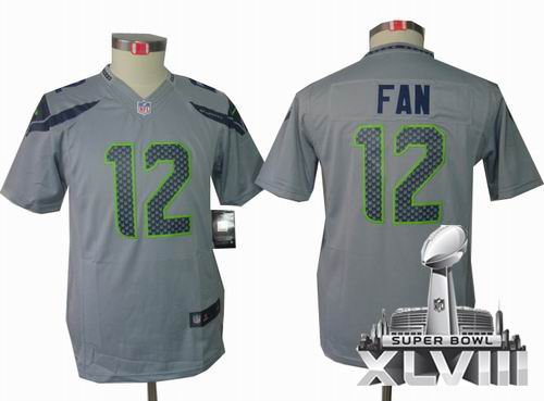 Youth Nike Seattle Seahawks 12th Fan limited grey 2014 Super bowl XLVIII(GYM) Jersey