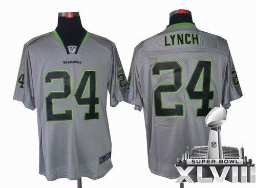 Youth Nike Seattle Seahawks 24# Marshawn Lynch Lights Out grey elite 2014 Super bowl XLVIII(GYM) Jersey