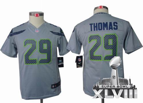 Youth Nike Seattle Seahawks 29# Earl Thomas grey limited 2014 Super bowl XLVIII(GYM) Jersey
