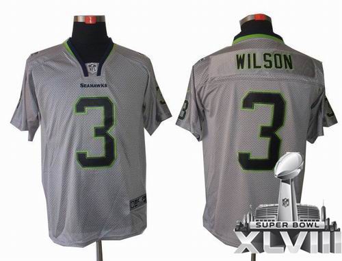 Youth Nike Seattle Seahawks 3# Russell Wilson Lights Out grey elite 2014 Super bowl XLVIII(GYM) Jersey