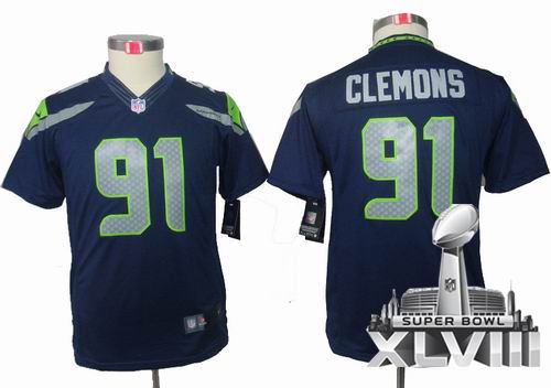 Youth Nike Seattle Seahawks 91 Chris Clemons team color limited 2014 Super bowl XLVIII(GYM) Jersey