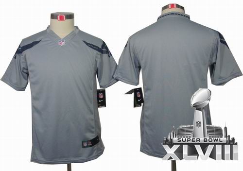 Youth Nike Seattle Seahawks blank grey limited 2014 Super bowl XLVIII(GYM) Jersey