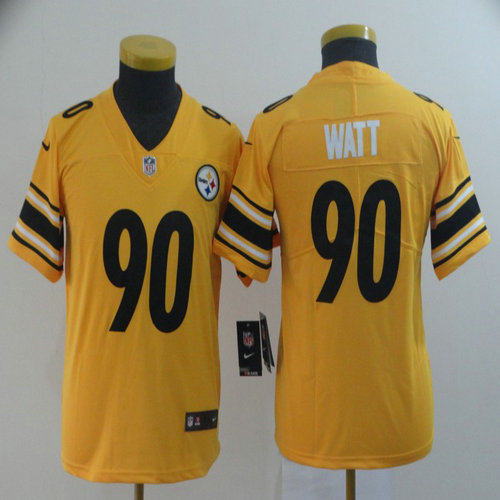 Youth Nike Steelers 90 T.J. Watt Gold Youth Inverted Legend Limited Jersey