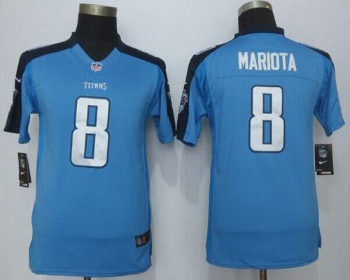 Youth Nike Titans 8 Marcus Mariota Light Blue Team Color NFL Limited Jersey