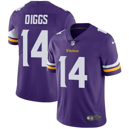 Youth Nike Vikings #14 Stefon Diggs Purple Team Color  Vapor Untouchable Limited Jersey