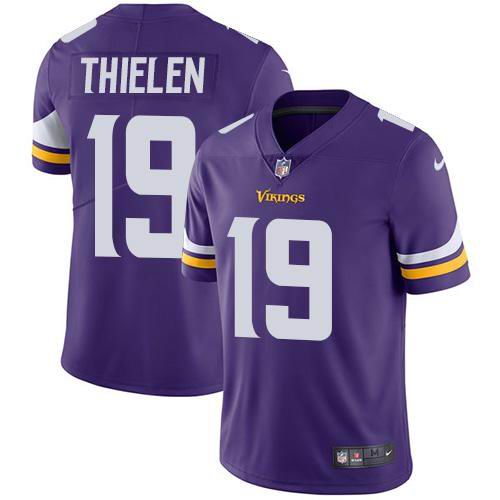 Youth Nike Vikings #19 Adam Thielen Purple Team Color  Vapor Untouchable Limited Jersey