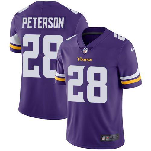 Youth Nike Vikings #28 Adrian Peterson Purple Team Color  Vapor Untouchable Limited Jersey