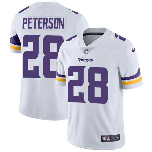 Youth Nike Vikings #28 Adrian Peterson White  Vapor Untouchable Limited Jersey