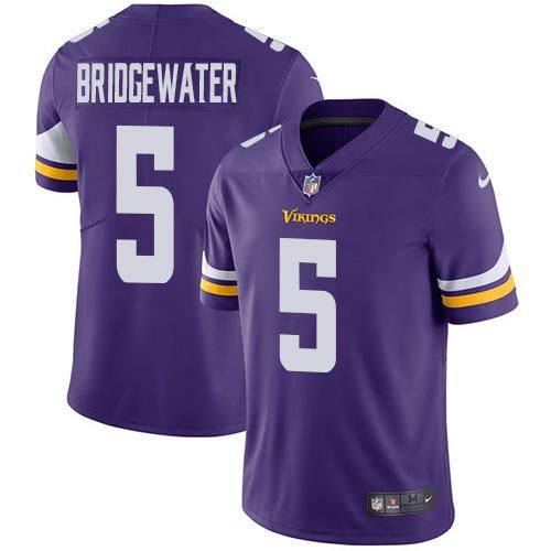 Youth Nike Vikings #5 Teddy Bridgewater Purple Team Color  Vapor Untouchable Limited Jersey